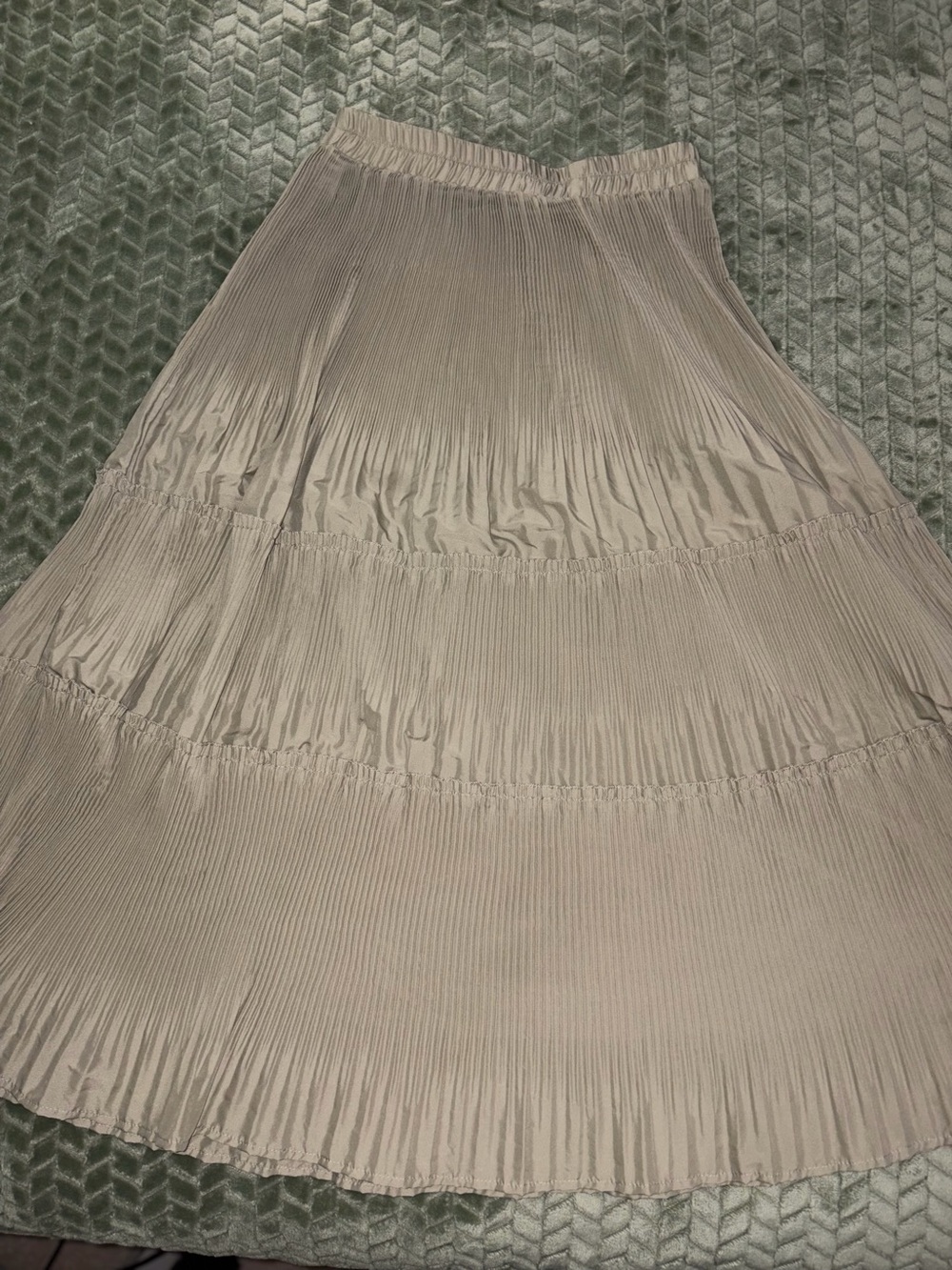 Women’s Maxi Skirt in Sage Green Pleated Fabric